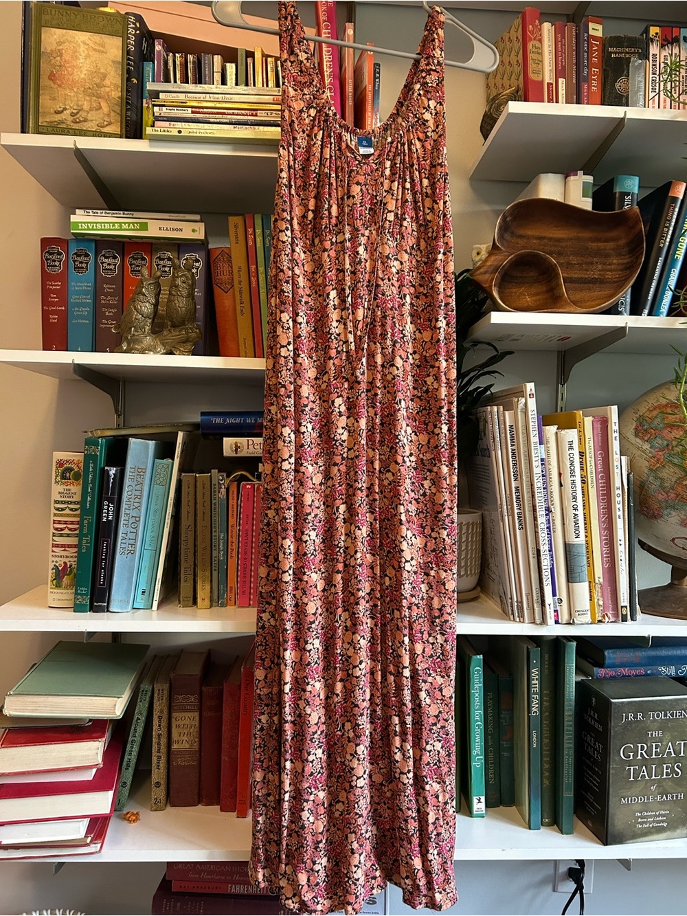 Old Navy Floral Peasant Top in Rust and Pink XS tall